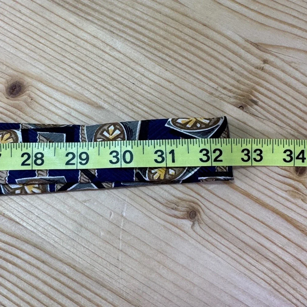 Robert Talbott Studio Nordstrom Extra Long‎ Silk Tie Blue Gold Geometric USA